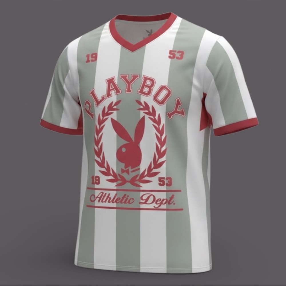 Playboy Red and Gray Athletic V-Neck Tee